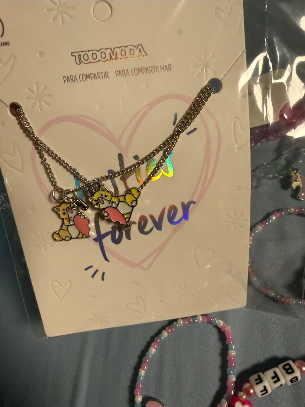 Kids Heart Bead Bracelet Set in Pink & Purple - Cute Letter Beads bff besties